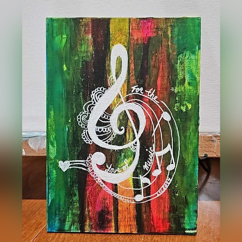 Colorful Musical Note Acrylic Paintung On Canvas Art Unframed